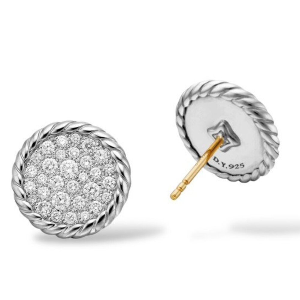 David Yurman Pave Diamond Elements Button Stud Ea… - image 1